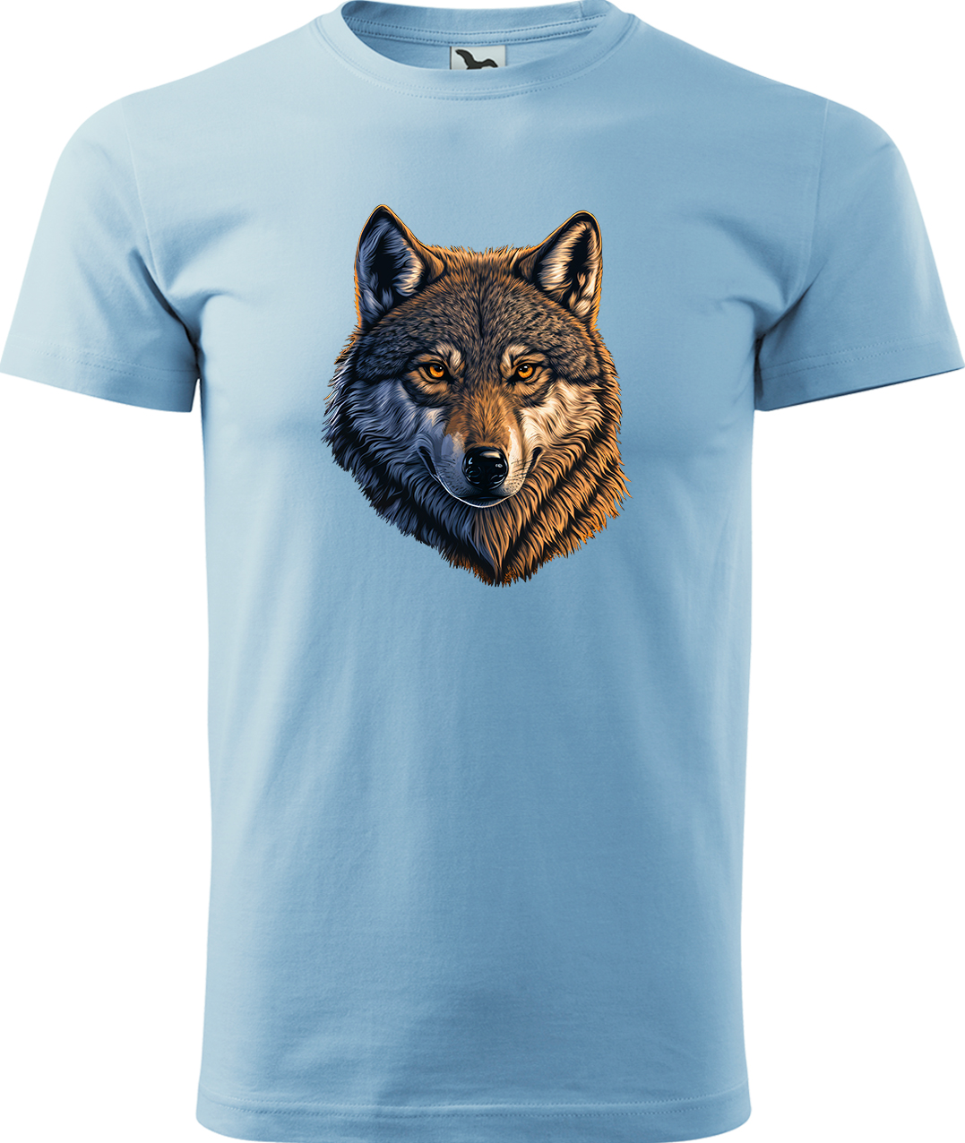 Pánské tričko s vlkem - Hlava vlka Velikost: 3XL, Barva: Nebesky modrá (15), Střih: pánský