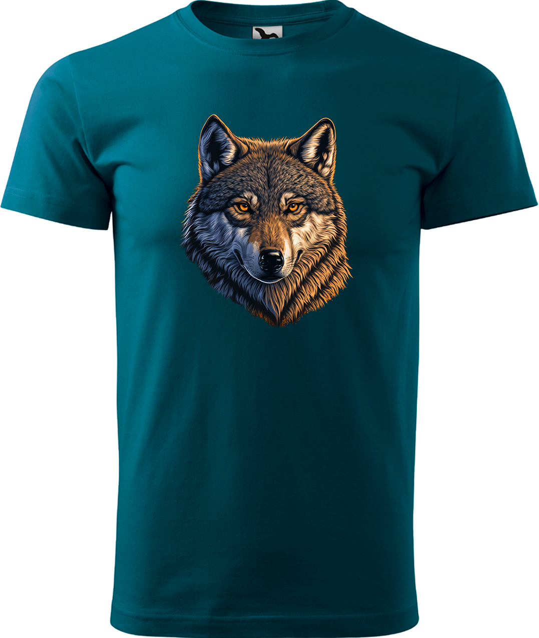 Pánské tričko s vlkem - Hlava vlka Velikost: L, Barva: Petrolejová (93), Střih: pánský