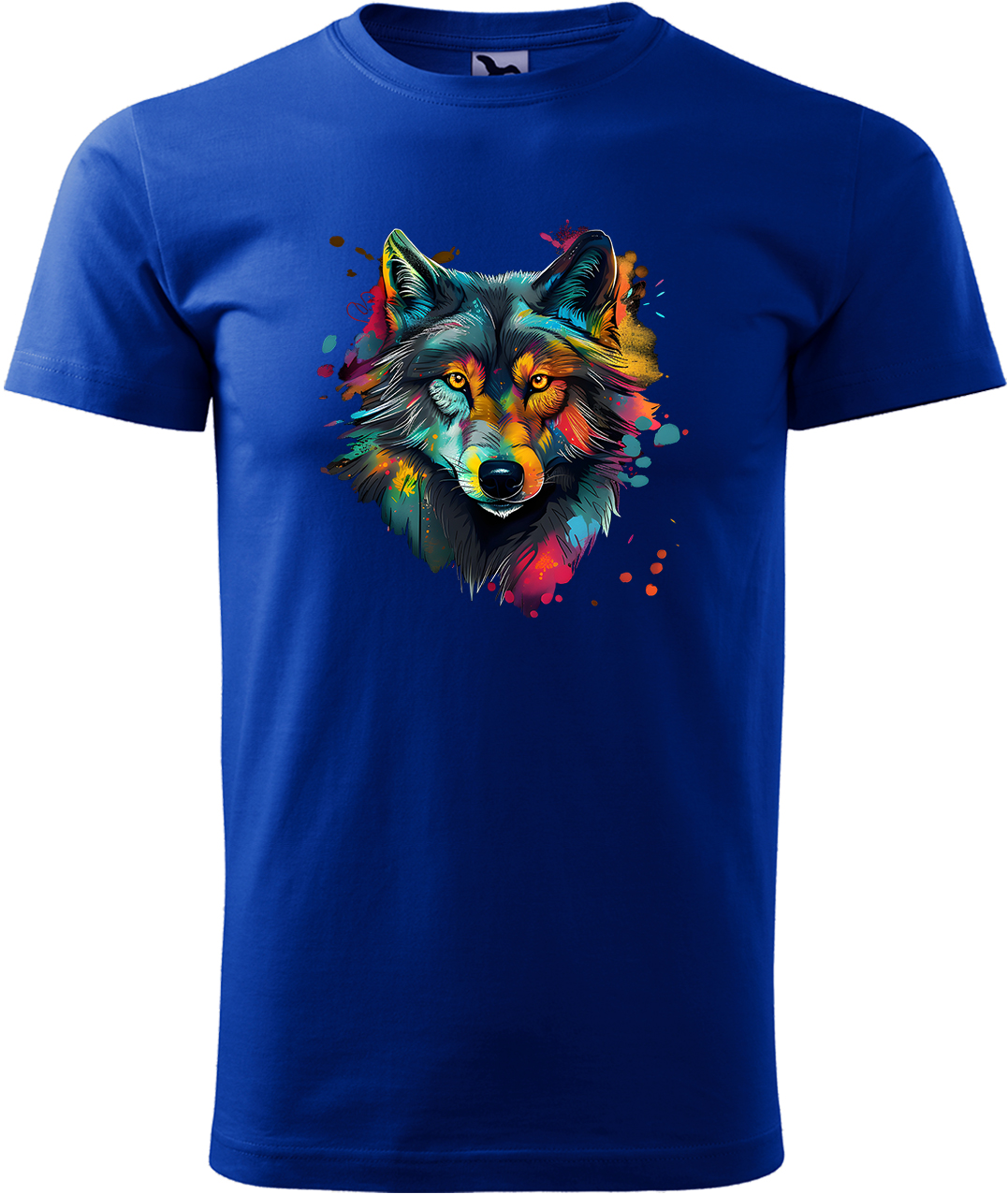 Pánské tričko s vlkem - Malovaný vlk Velikost: L, Barva: Královská modrá (05), Střih: pánský
