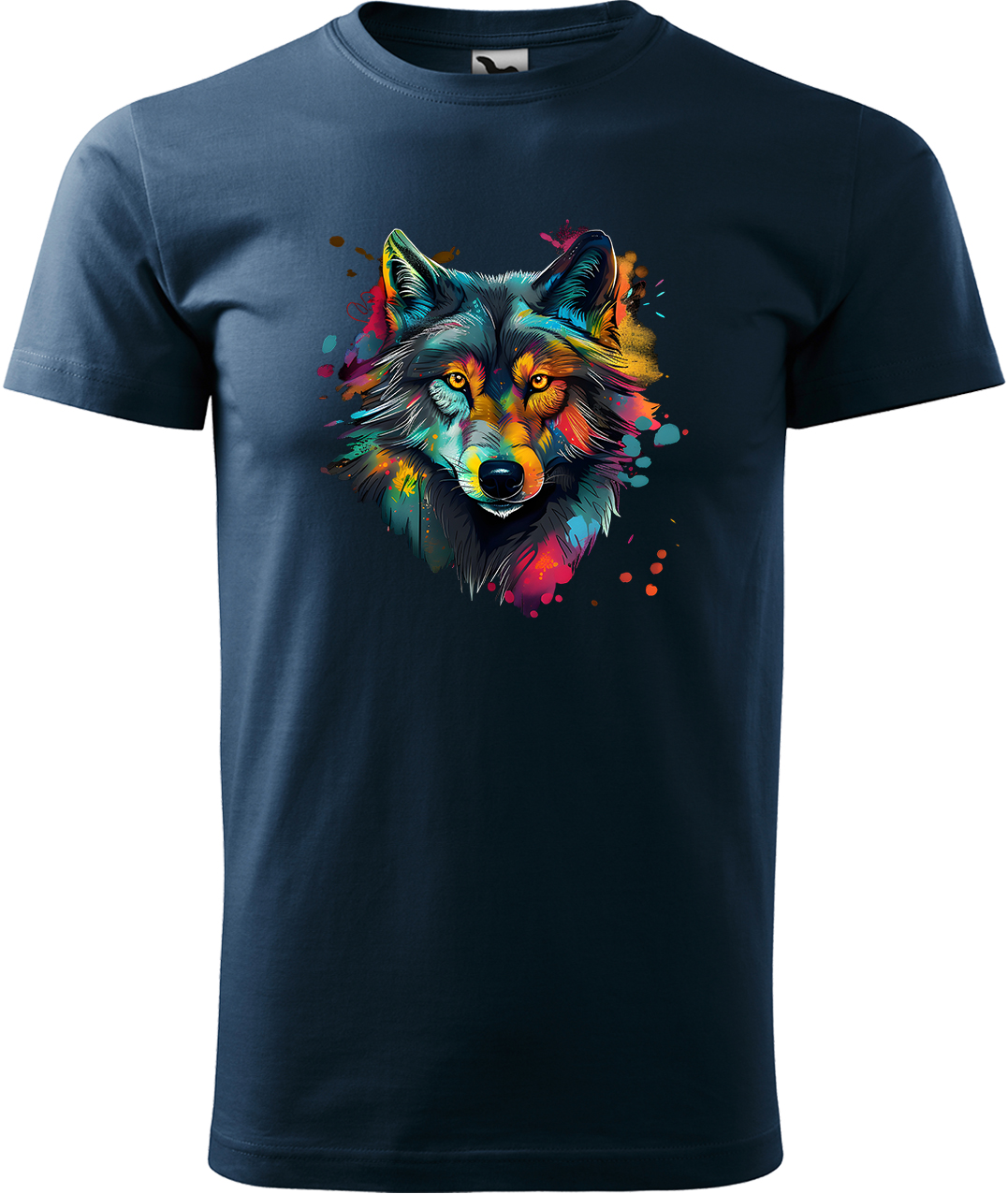 Pánské tričko s vlkem - Malovaný vlk Velikost: 4XL, Barva: Námořní modrá (02), Střih: pánský