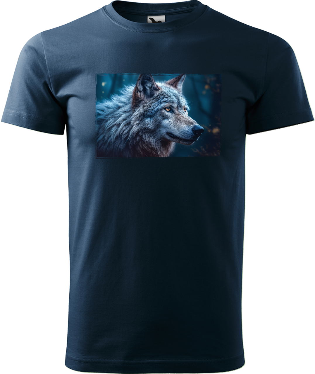 Pánské tričko s vlkem - Modrý vlk Velikost: 4XL, Barva: Námořní modrá (02)