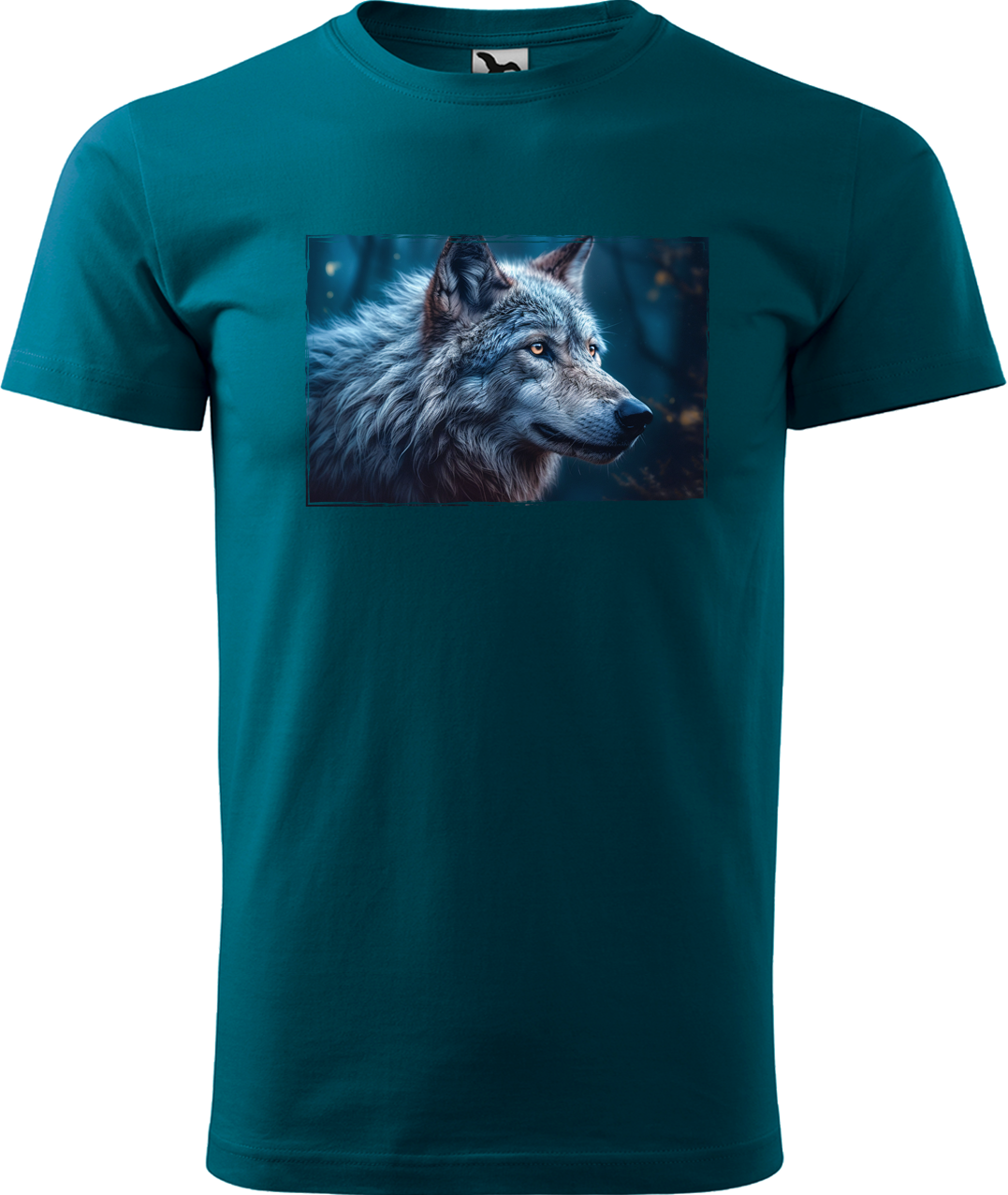 Pánské tričko s vlkem - Modrý vlk Velikost: XL, Barva: Petrolejová (93)