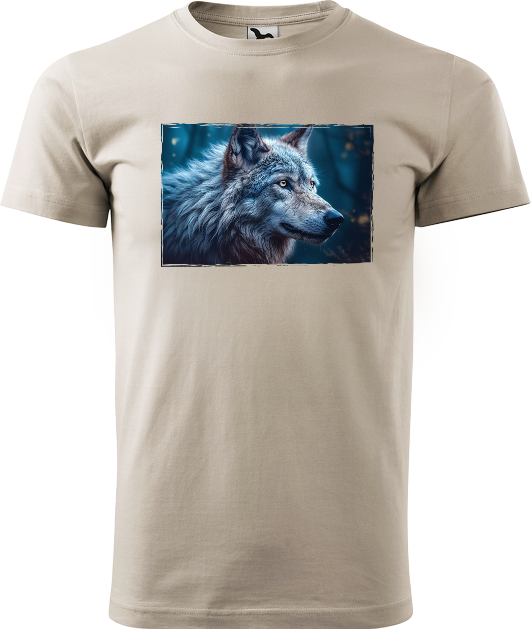 Pánské tričko s vlkem - Modrý vlk Velikost: M, Barva: Béžová (51)