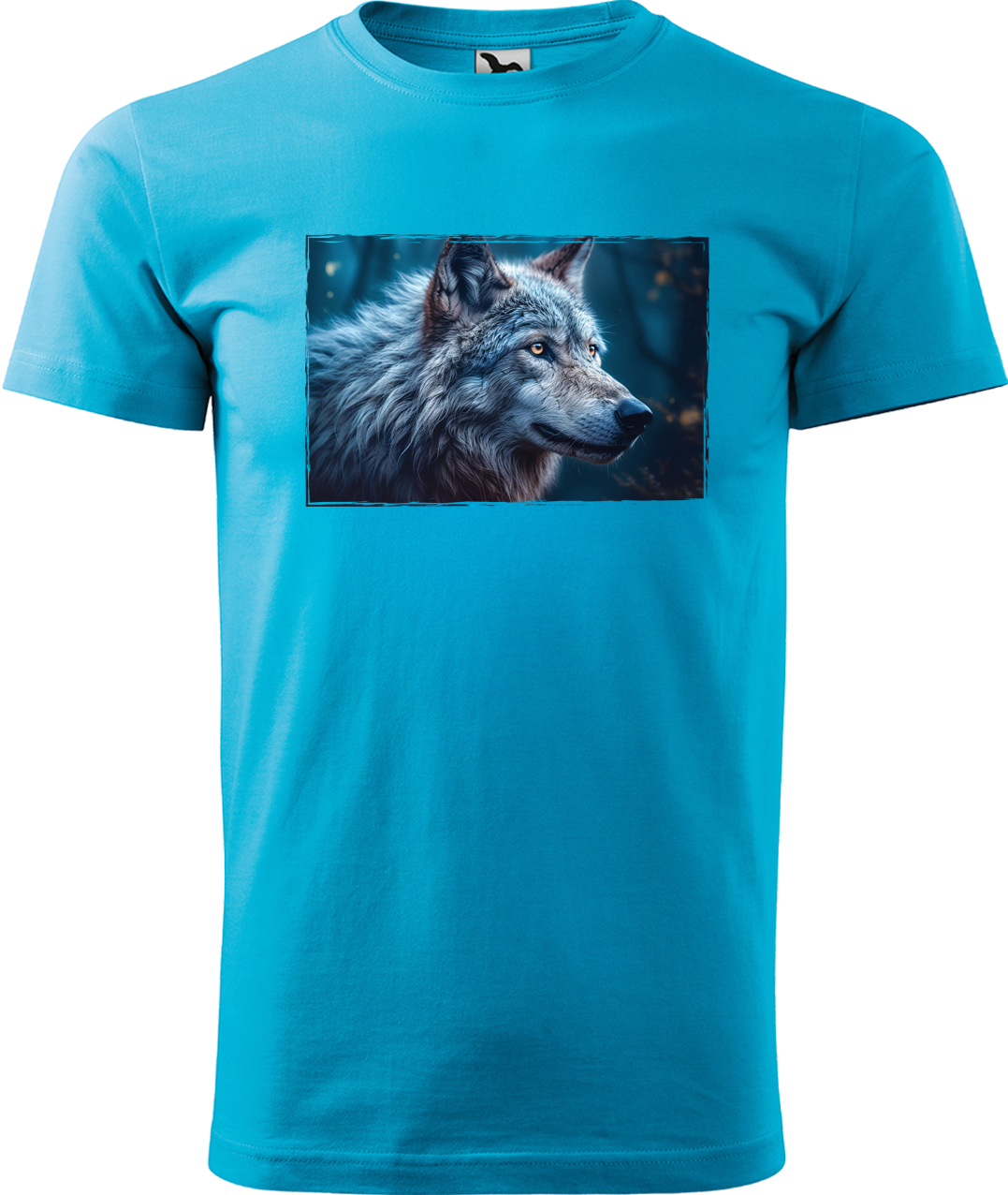 Pánské tričko s vlkem - Modrý vlk Velikost: 3XL, Barva: Tyrkysová (44)