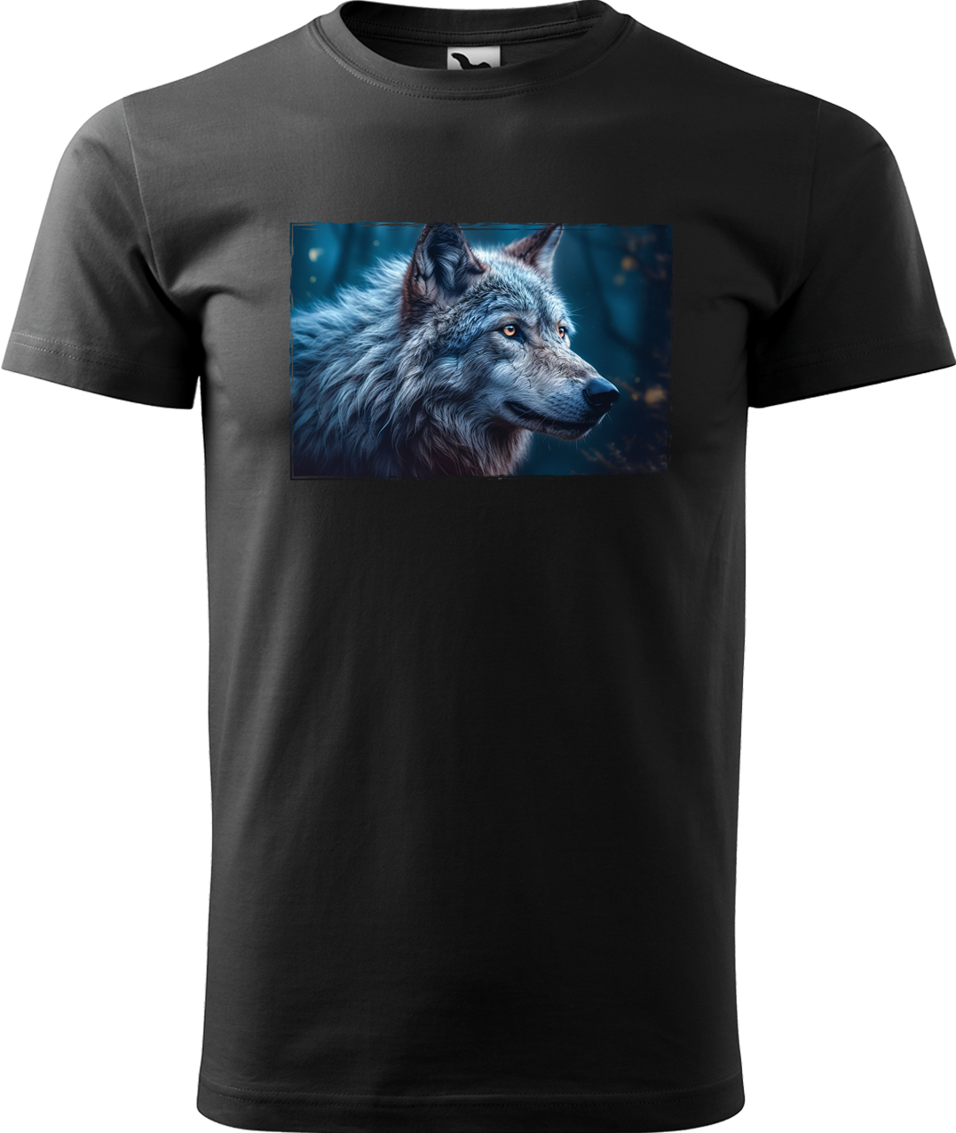 Pánské tričko s vlkem - Modrý vlk Velikost: L, Barva: Černá (01)
