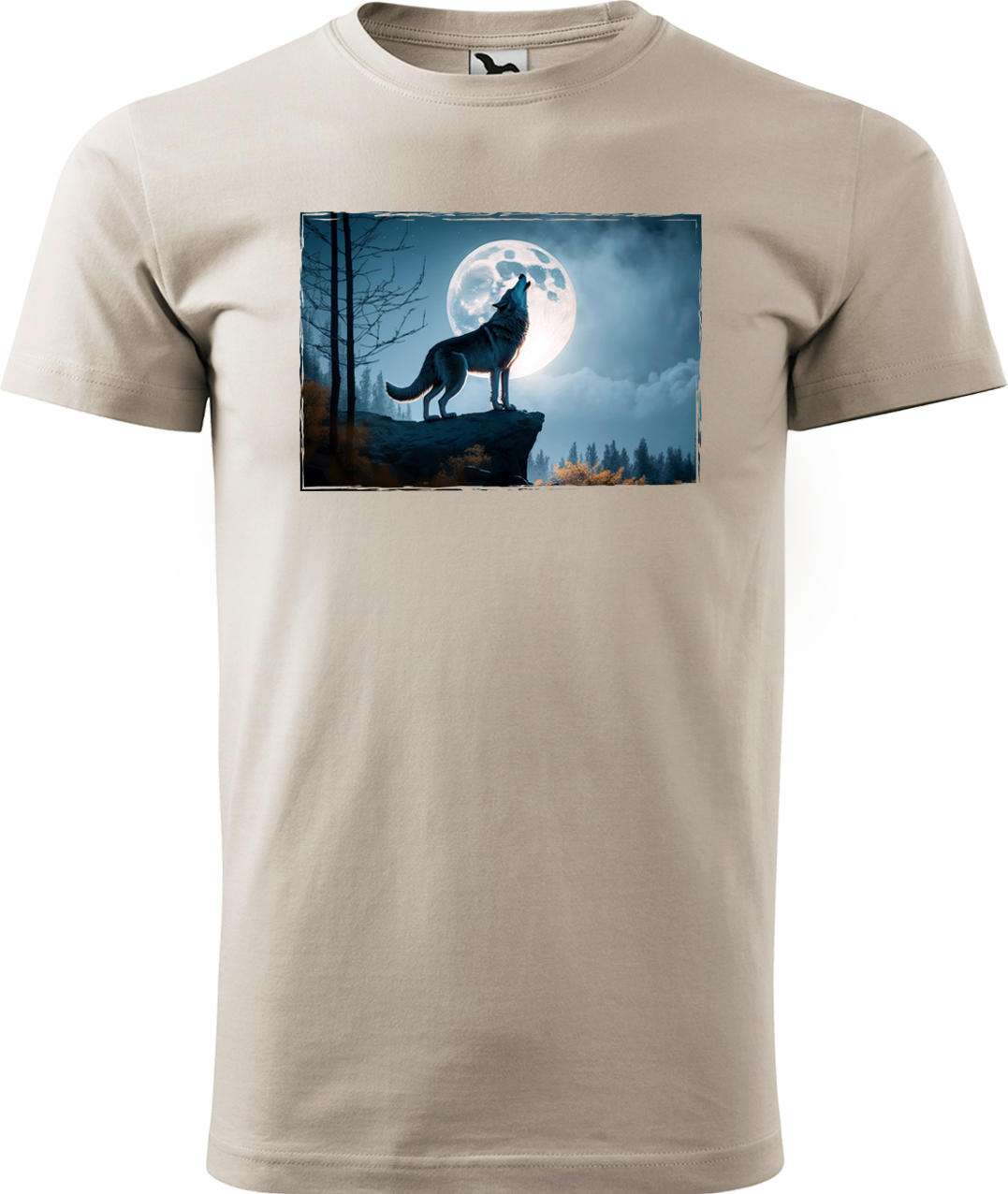 Pánské tričko s vlkem - Vyjící vlk Velikost: M, Barva: Béžová (51), Střih: pánský