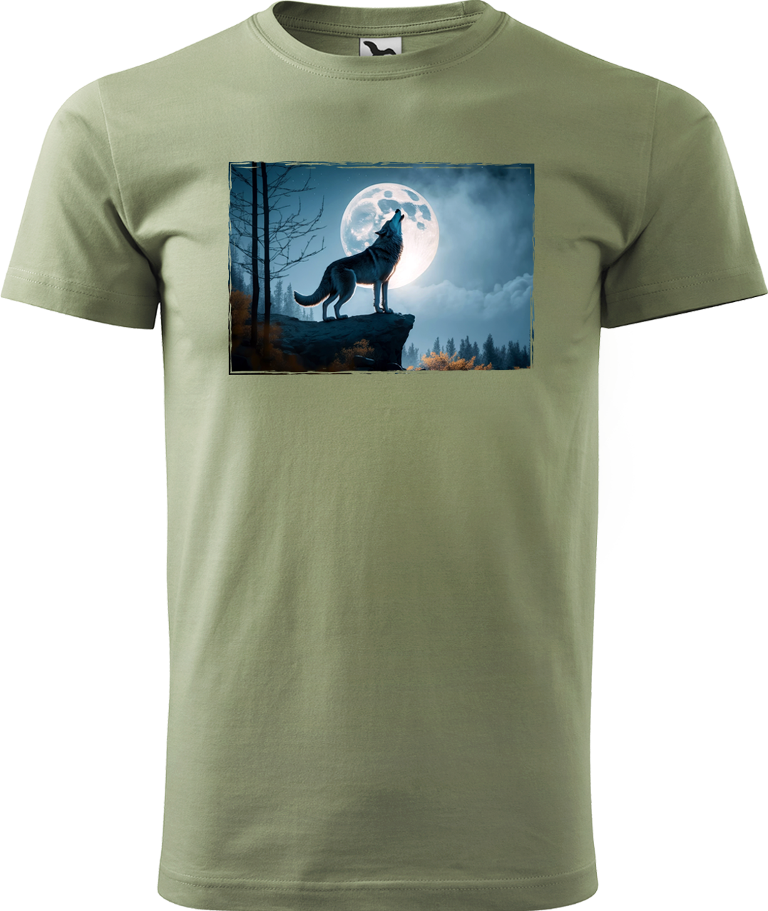Pánské tričko s vlkem - Vyjící vlk Velikost: M, Barva: Světlá khaki (28)