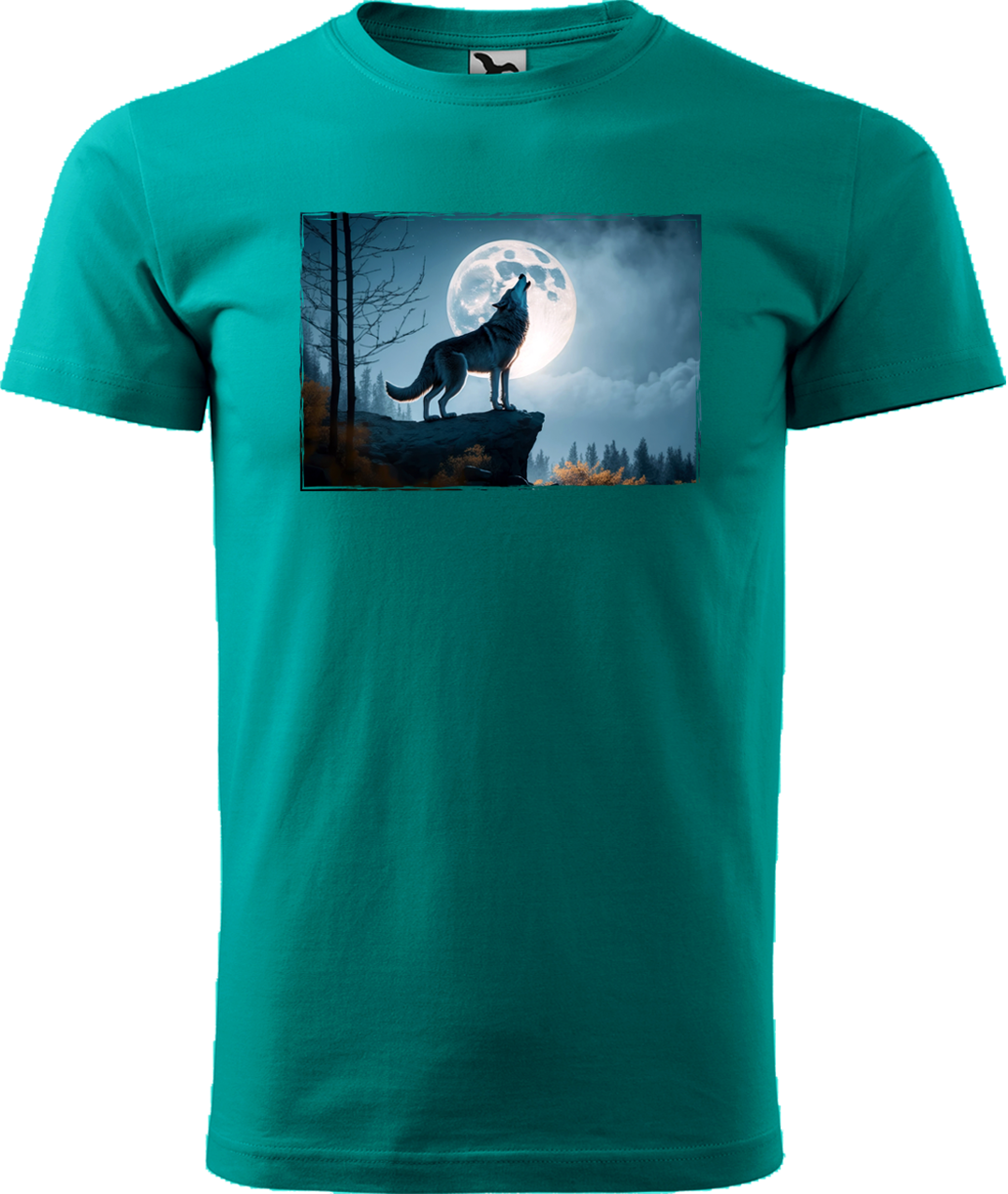 Pánské tričko s vlkem - Vyjící vlk Velikost: S, Barva: Emerald (19)