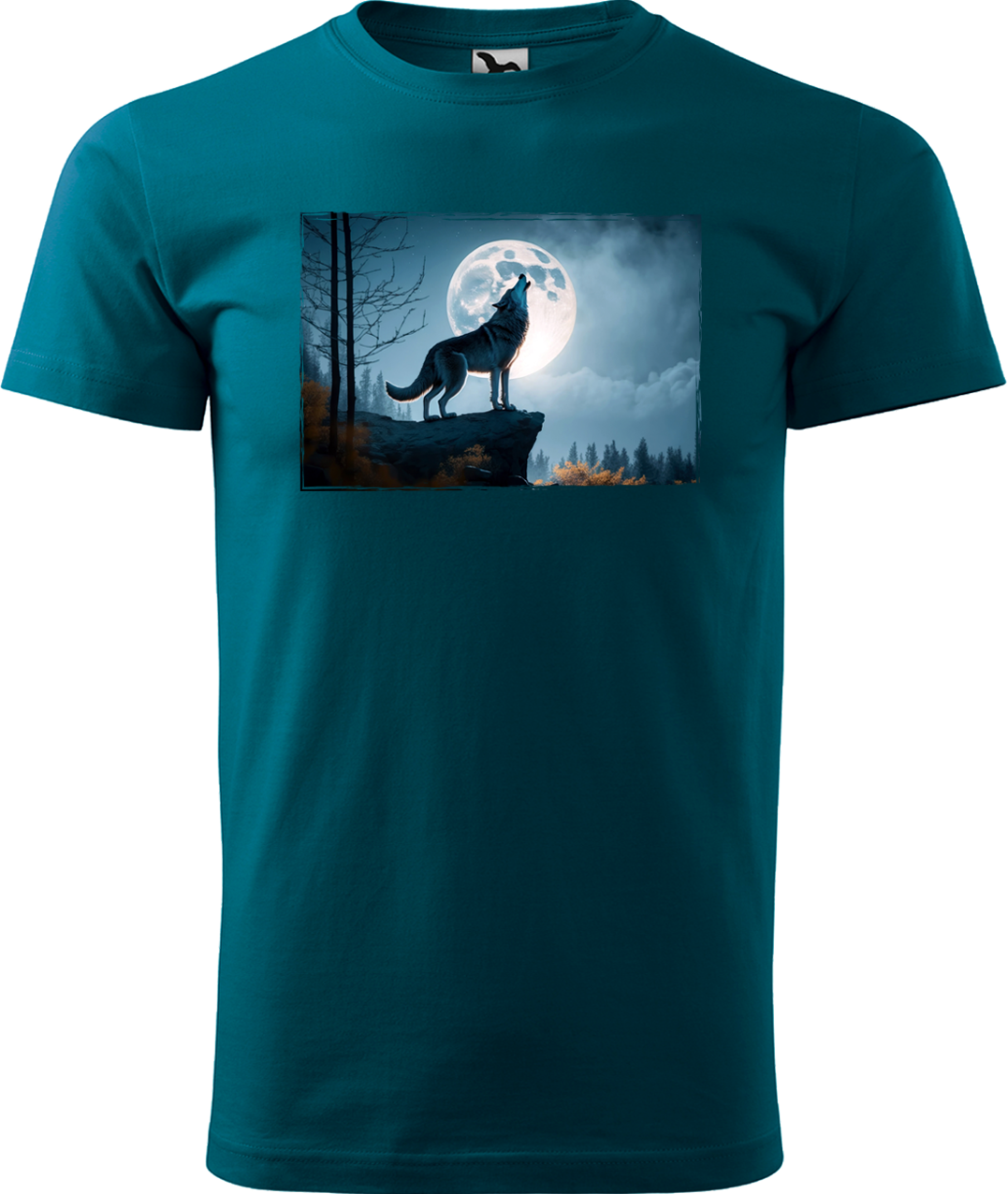 Pánské tričko s vlkem - Vyjící vlk Velikost: S, Barva: Petrolejová (93)