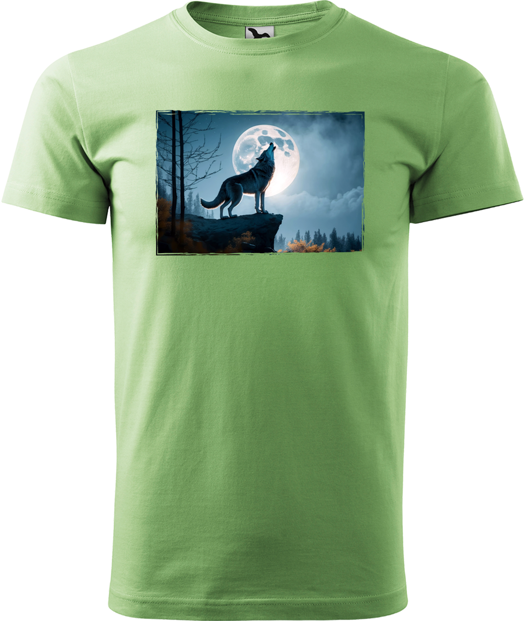 Pánské tričko s vlkem - Vyjící vlk Velikost: XL, Barva: Trávově zelená (39)