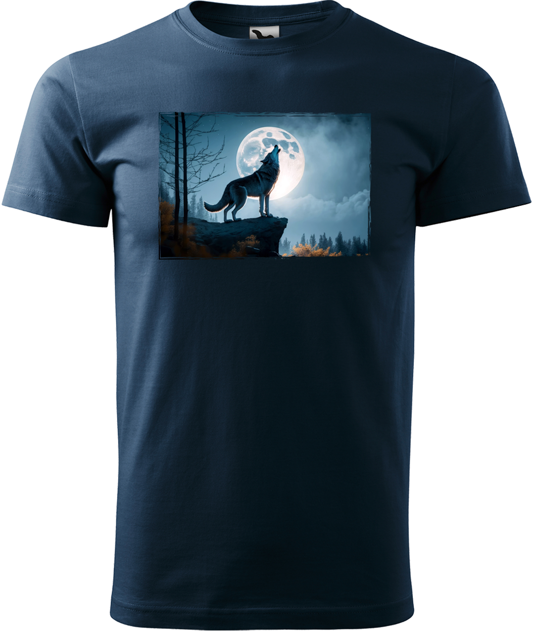 Pánské tričko s vlkem - Vyjící vlk Velikost: 4XL, Barva: Námořní modrá (02)