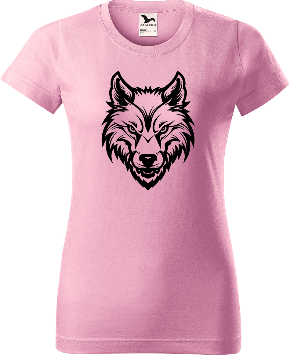 Dámské tričko s vlkem - Alfa samice Velikost: XL, Barva: Růžová (30), Střih: dámský