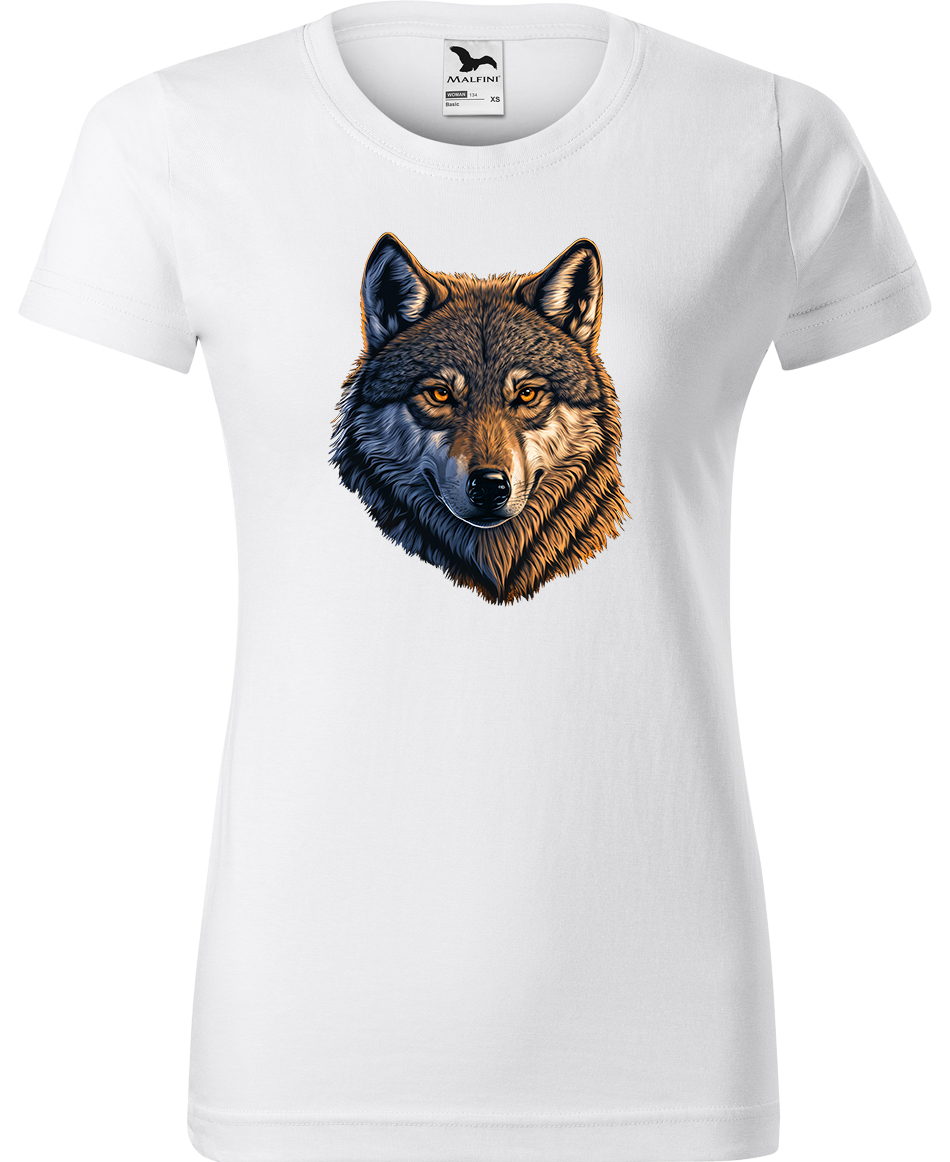 Dámské tričko s vlkem - Hlava vlka Velikost: XL, Barva: Bílá (00), Střih: dámský