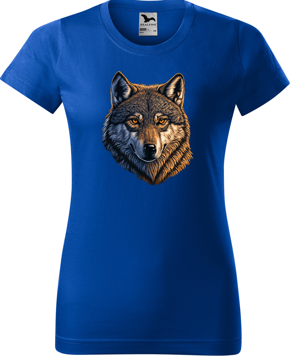 Dámské tričko s vlkem - Hlava vlka Velikost: XL, Barva: Královská modrá (05), Střih: dámský