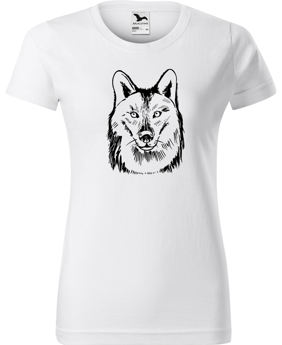 Dámské tričko s vlkem - Kresba vlka Velikost: M, Barva: Bílá (00), Střih: dámský