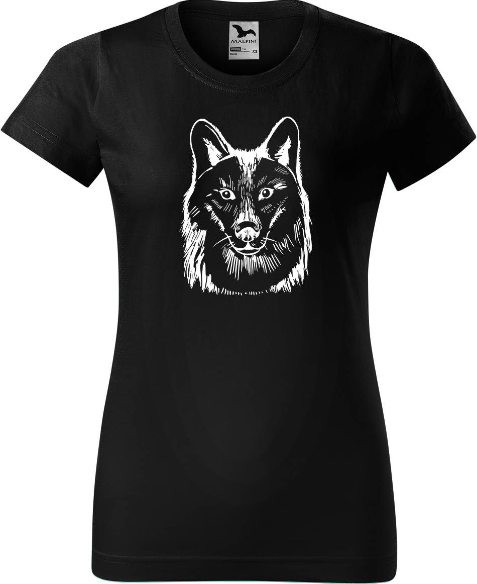 Dámské tričko s vlkem - Kresba vlka Velikost: M, Barva: Černá (01), Střih: dámský