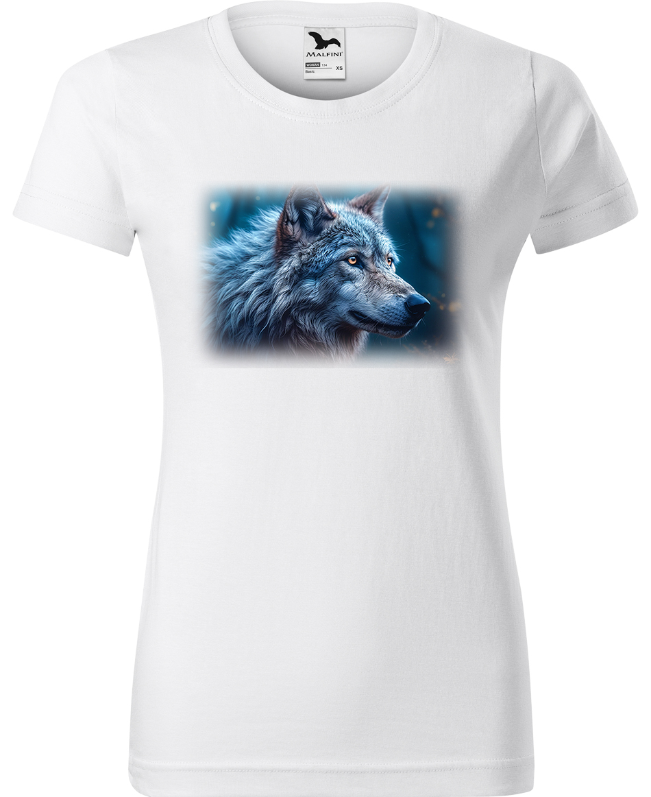 Dámské tričko s vlkem - Modrý vlk Velikost: L, Barva: Bílá (00), Střih: dámský