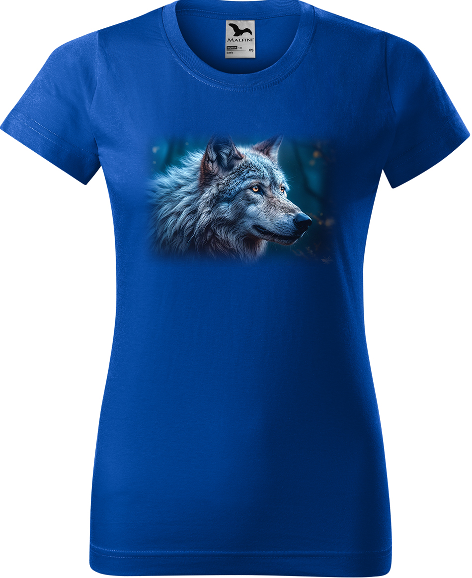 Dámské tričko s vlkem - Modrý vlk Velikost: XL, Barva: Královská modrá (05), Střih: dámský