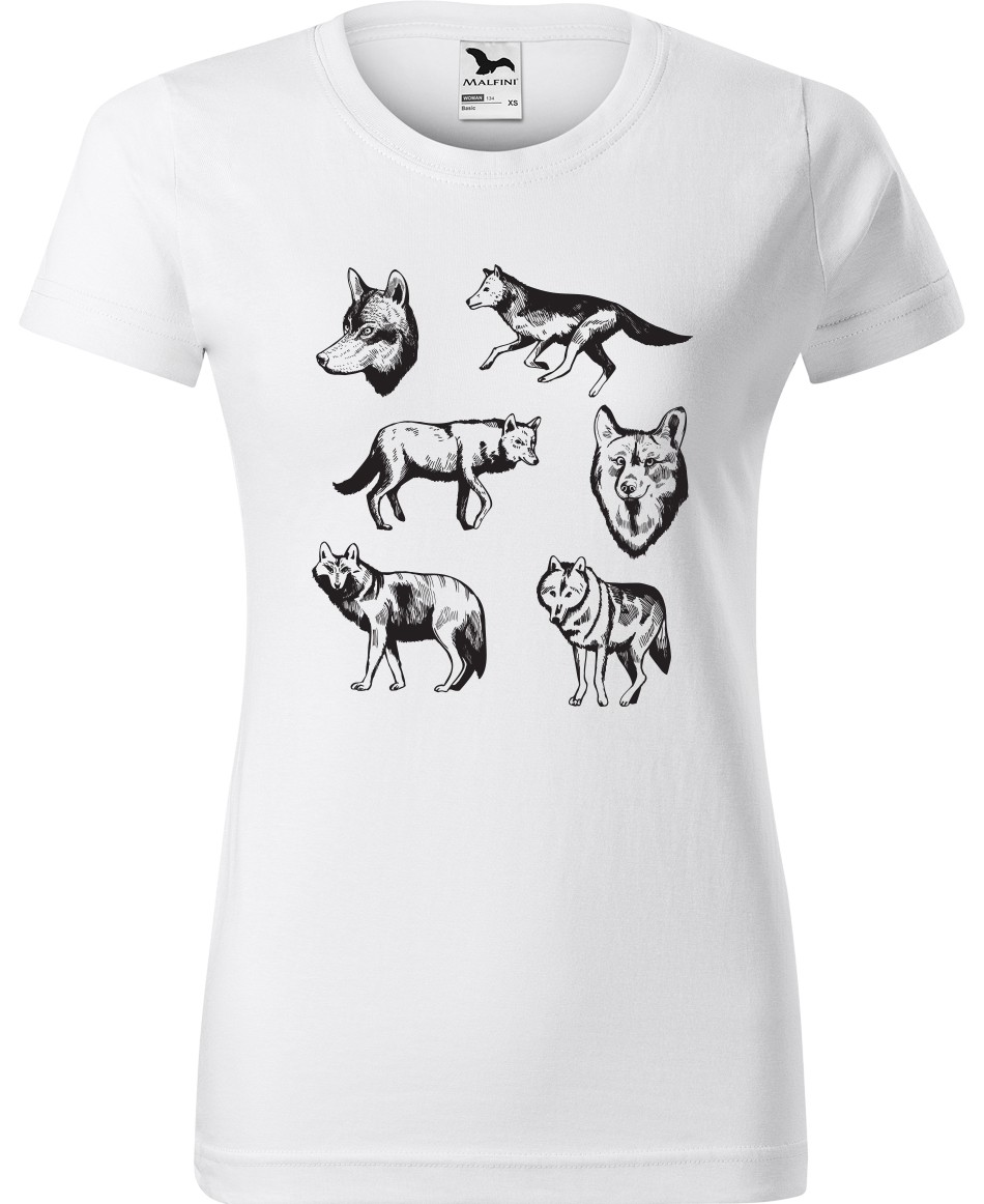 Dámské tričko s vlkem - Vlci Velikost: L, Barva: Bílá (00), Střih: dámský