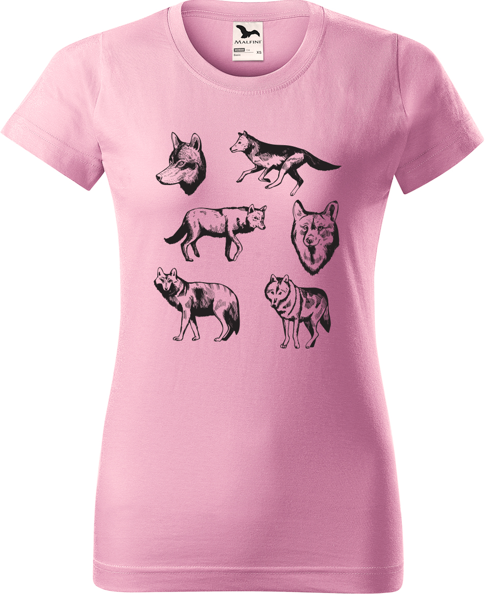 Dámské tričko s vlkem - Vlci Velikost: M, Barva: Růžová (30), Střih: dámský