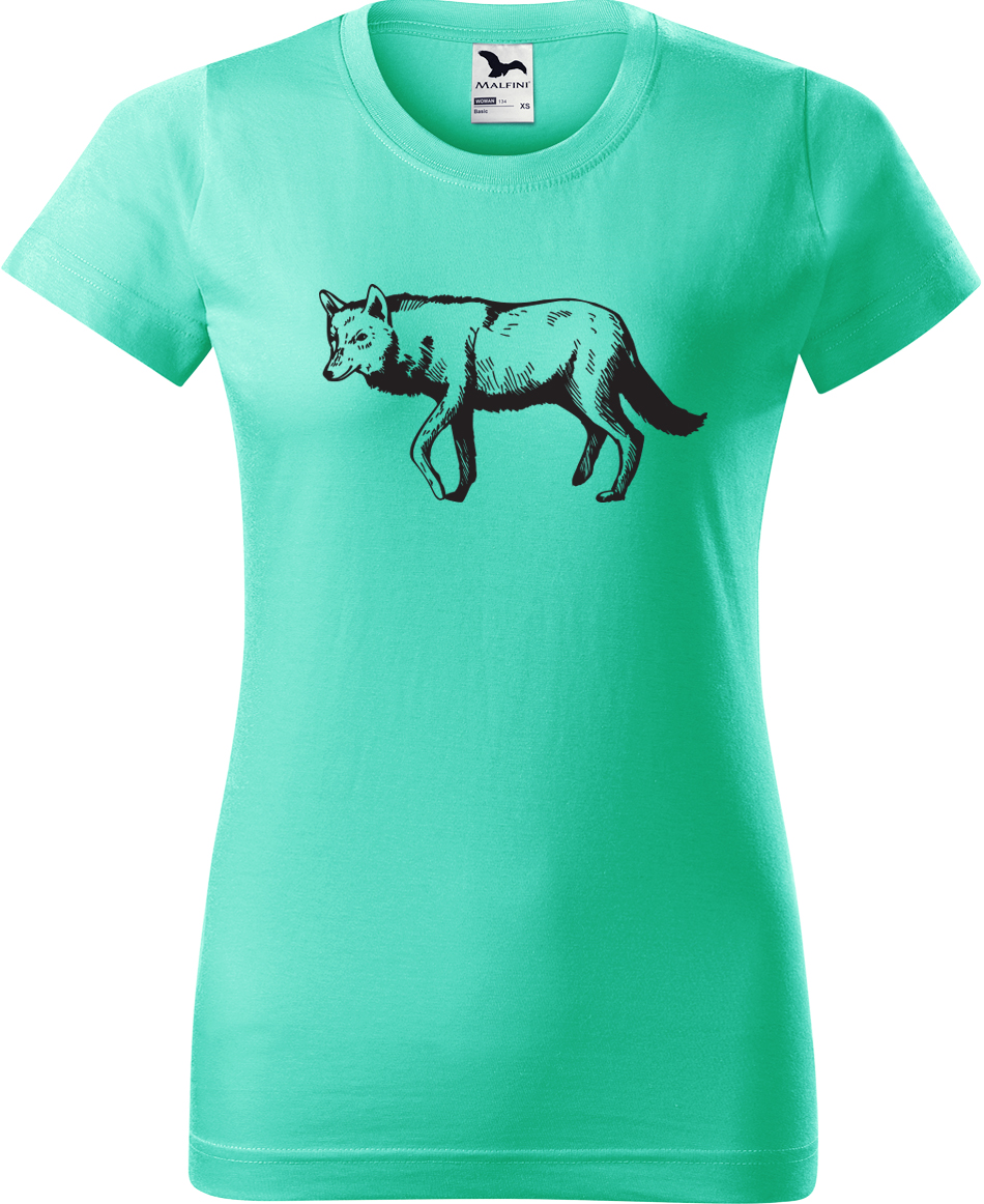 Dámské tričko s vlkem - Vlk Velikost: XL, Barva: Mátová (95), Střih: dámský