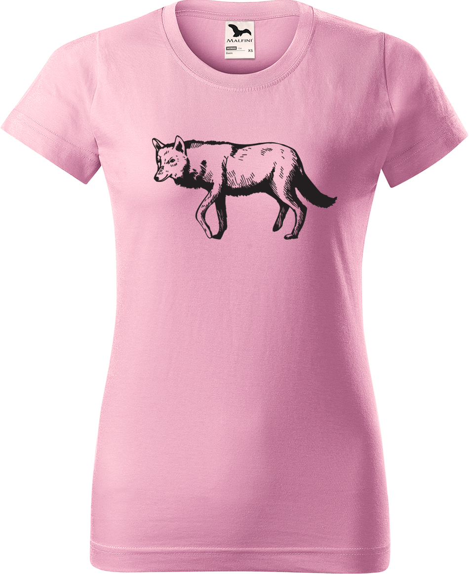 Dámské tričko s vlkem - Vlk Velikost: XL, Barva: Růžová (30), Střih: dámský