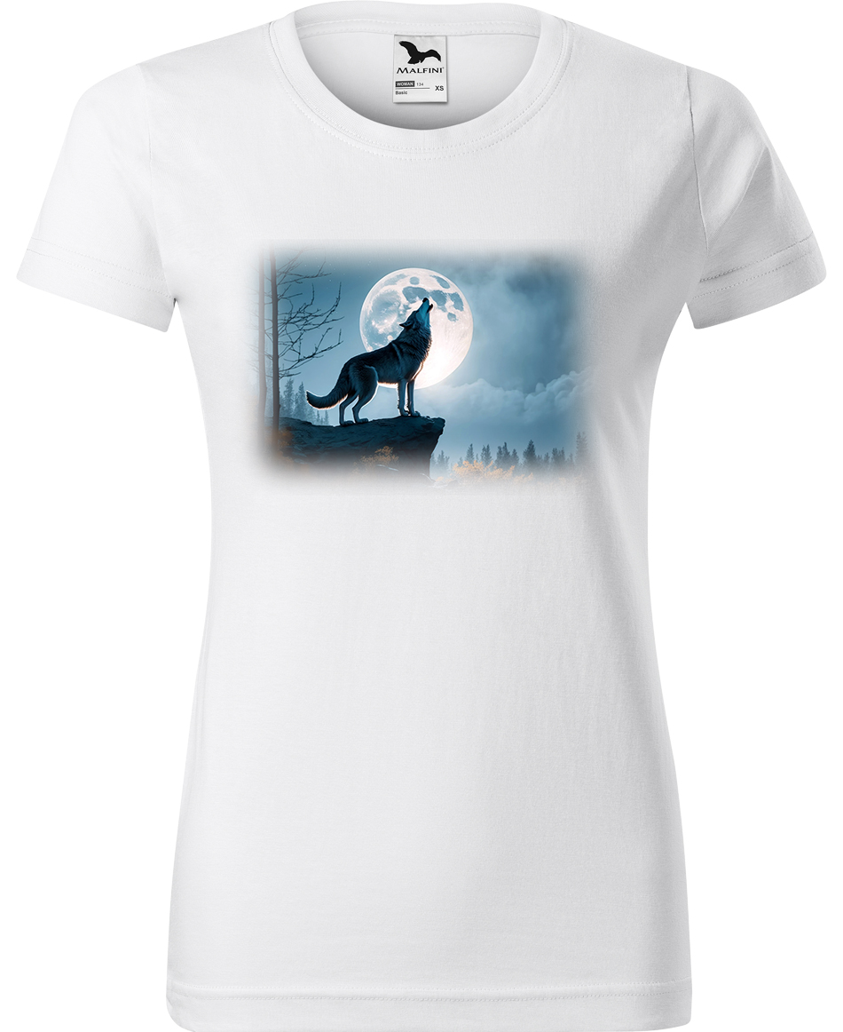 Dámské tričko s vlkem - Vyjící vlk Velikost: XL, Barva: Bílá (00), Střih: dámský