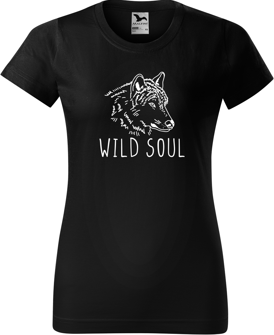 Dámské tričko s vlkem - Wild soul Velikost: XL, Barva: Černá (01), Střih: dámský