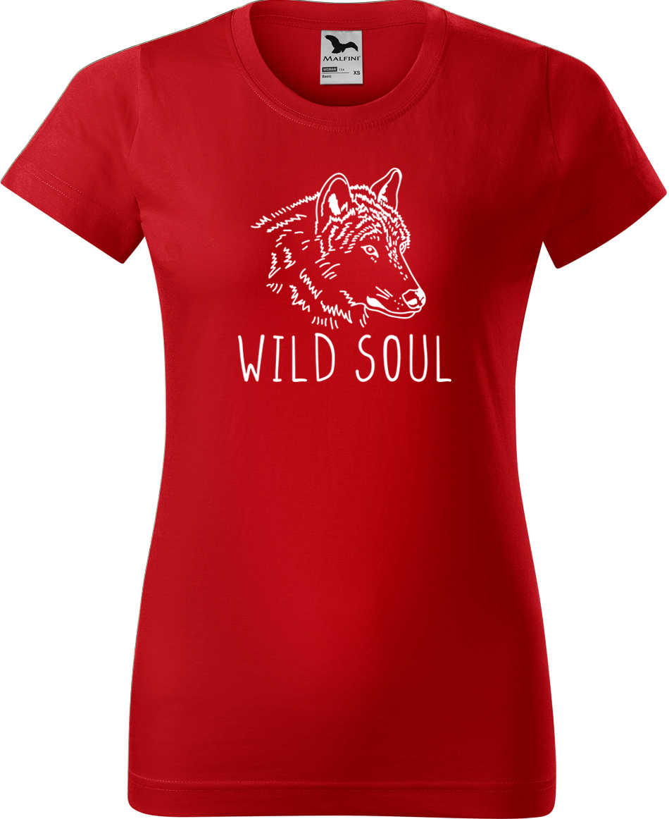 Dámské tričko s vlkem - Wild soul Velikost: XL, Barva: Červená (07), Střih: dámský
