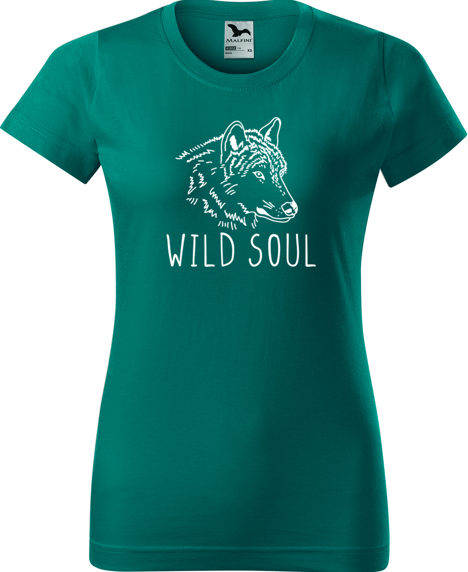 Dámské tričko s vlkem - Wild soul Velikost: XL, Barva: Emerald (19), Střih: dámský