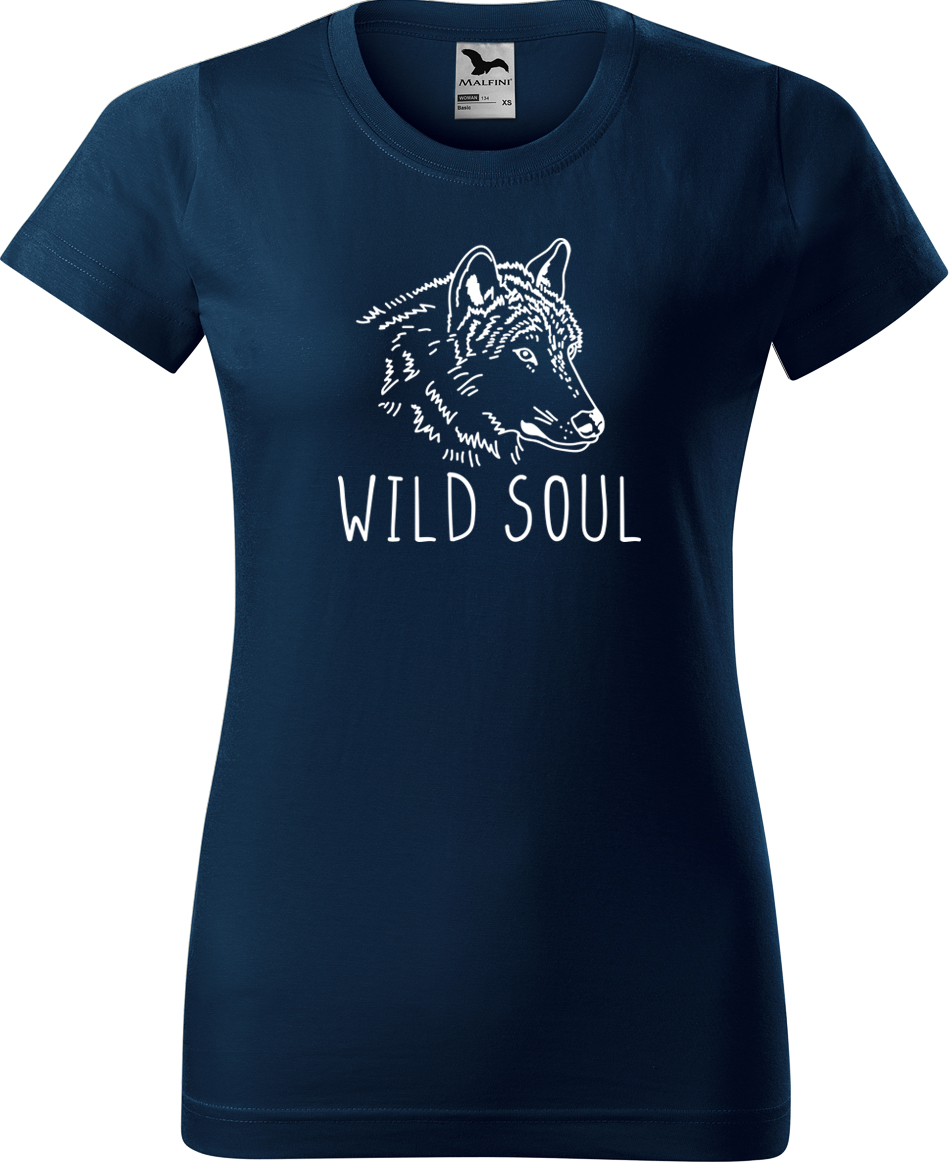 Dámské tričko s vlkem - Wild soul Velikost: M, Barva: Námořní modrá (02), Střih: dámský