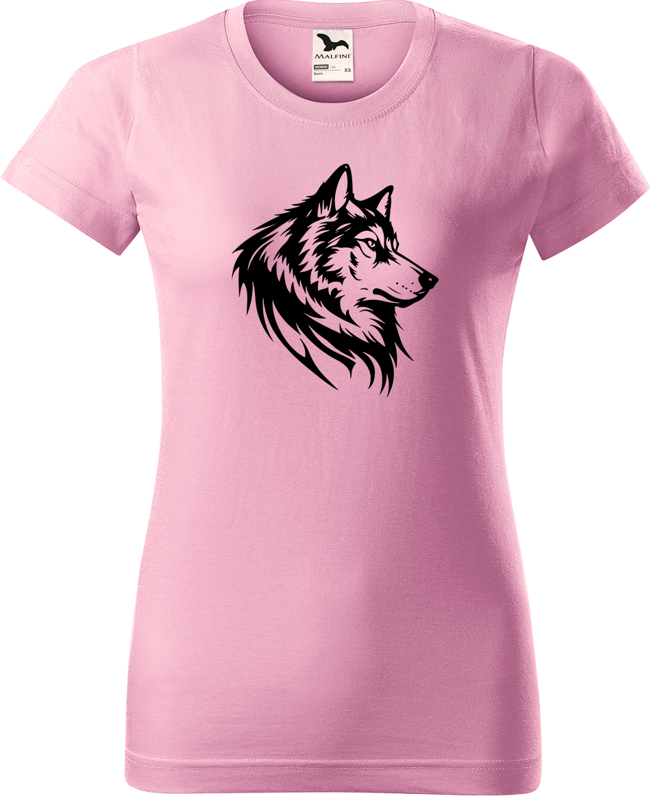 Dámské tričko s vlkem - Wolf Velikost: M, Barva: Růžová (30), Střih: dámský