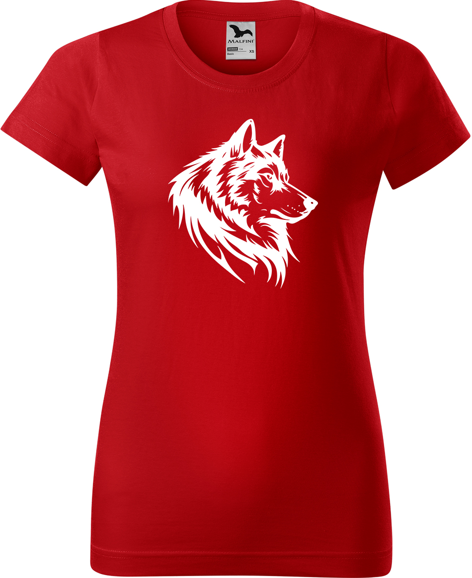Dámské tričko s vlkem - Wolf Velikost: L, Barva: Červená (07), Střih: dámský