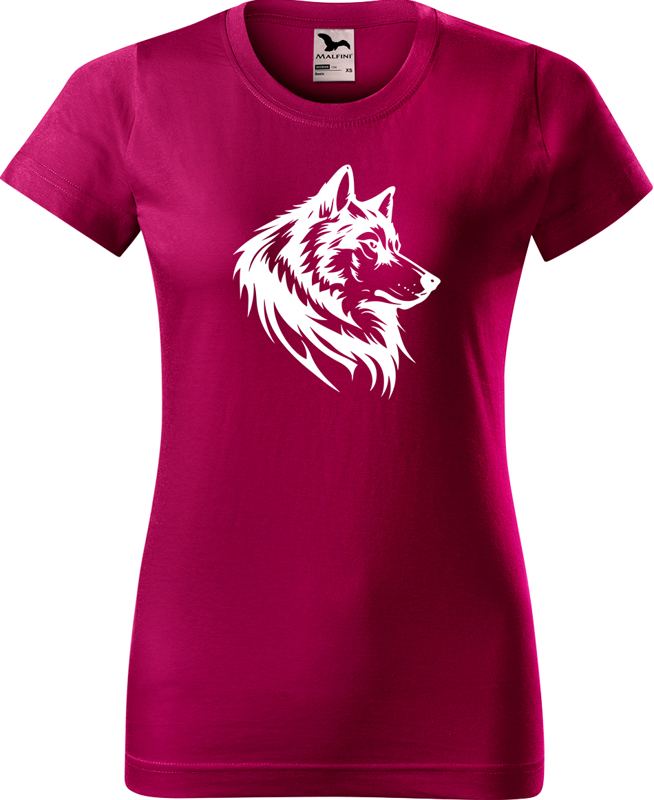 Dámské tričko s vlkem - Wolf Velikost: L, Barva: Fuchsia red (49), Střih: dámský