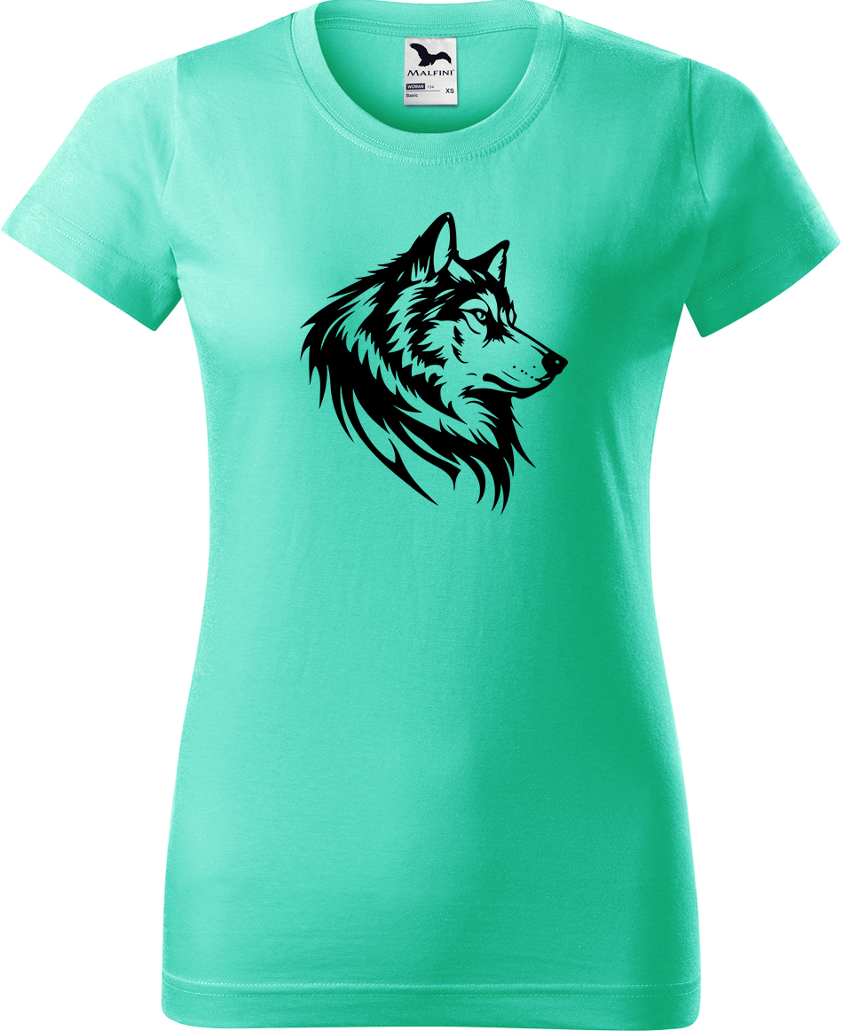 Dámské tričko s vlkem - Wolf Velikost: L, Barva: Mátová (95), Střih: dámský