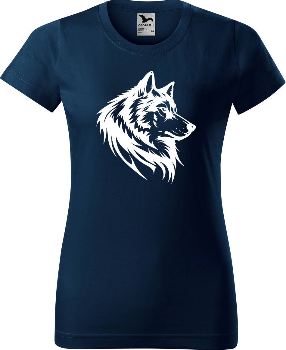 Dámské tričko s vlkem - Wolf Velikost: S, Barva: Námořní modrá (02), Střih: dámský