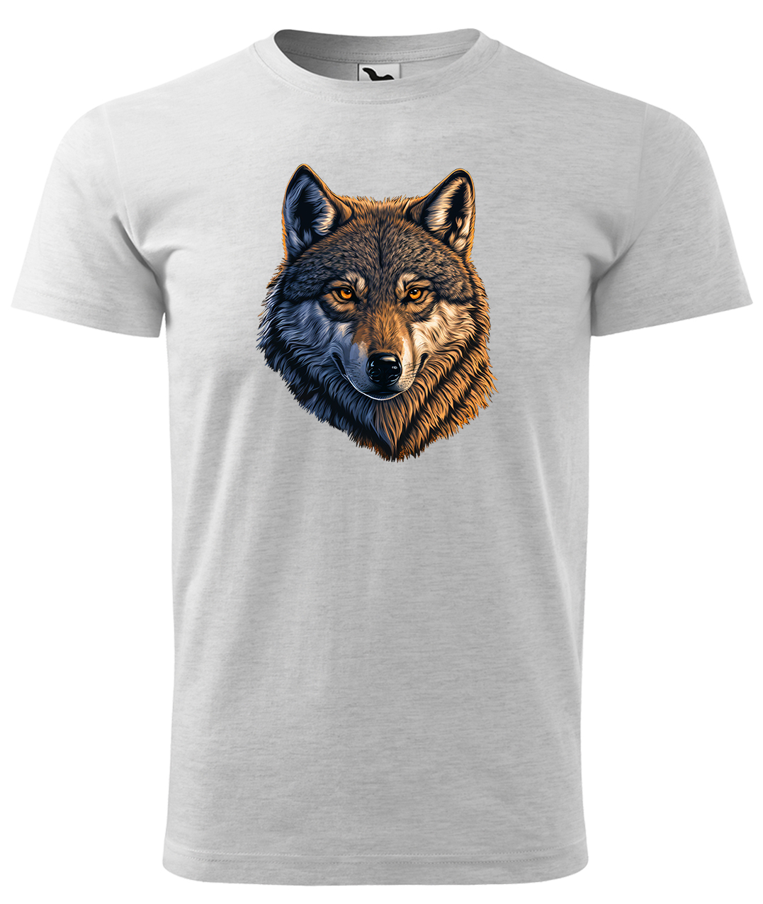 Dětské tričko s vlkem - Hlava vlka Velikost: 8 let / 134 cm, Barva: Světle šedý melír (03), Délka rukávu: Krátký rukáv