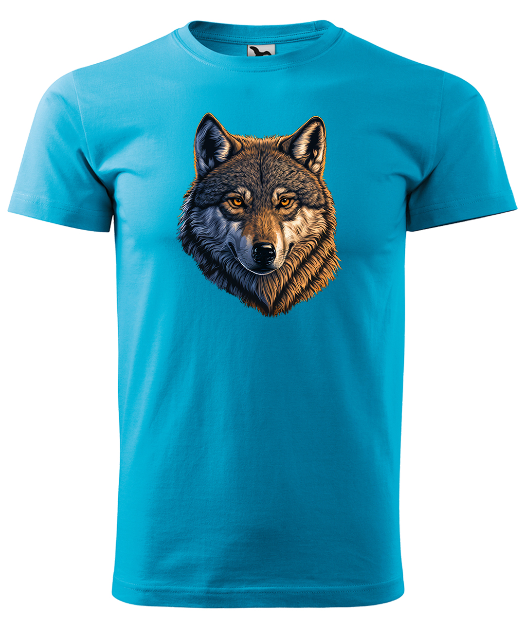 Dětské tričko s vlkem - Hlava vlka Velikost: 8 let / 134 cm, Barva: Tyrkysová (44), Délka rukávu: Krátký rukáv