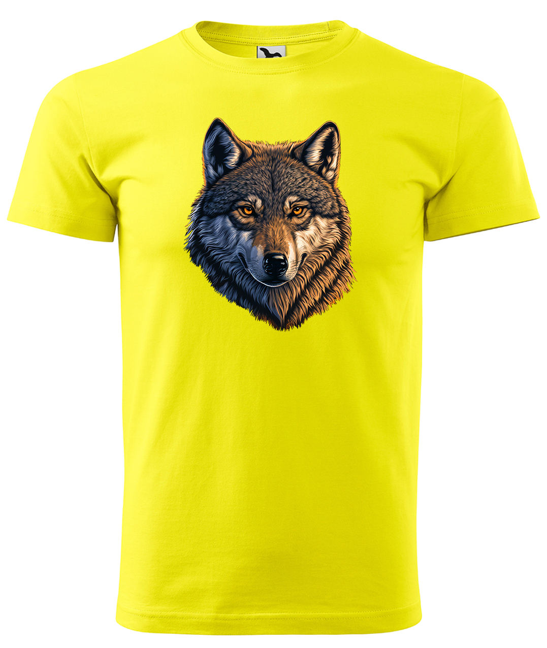 Dětské tričko s vlkem - Hlava vlka Velikost: 4 roky / 110 cm, Barva: Žlutá (04), Délka rukávu: Krátký rukáv