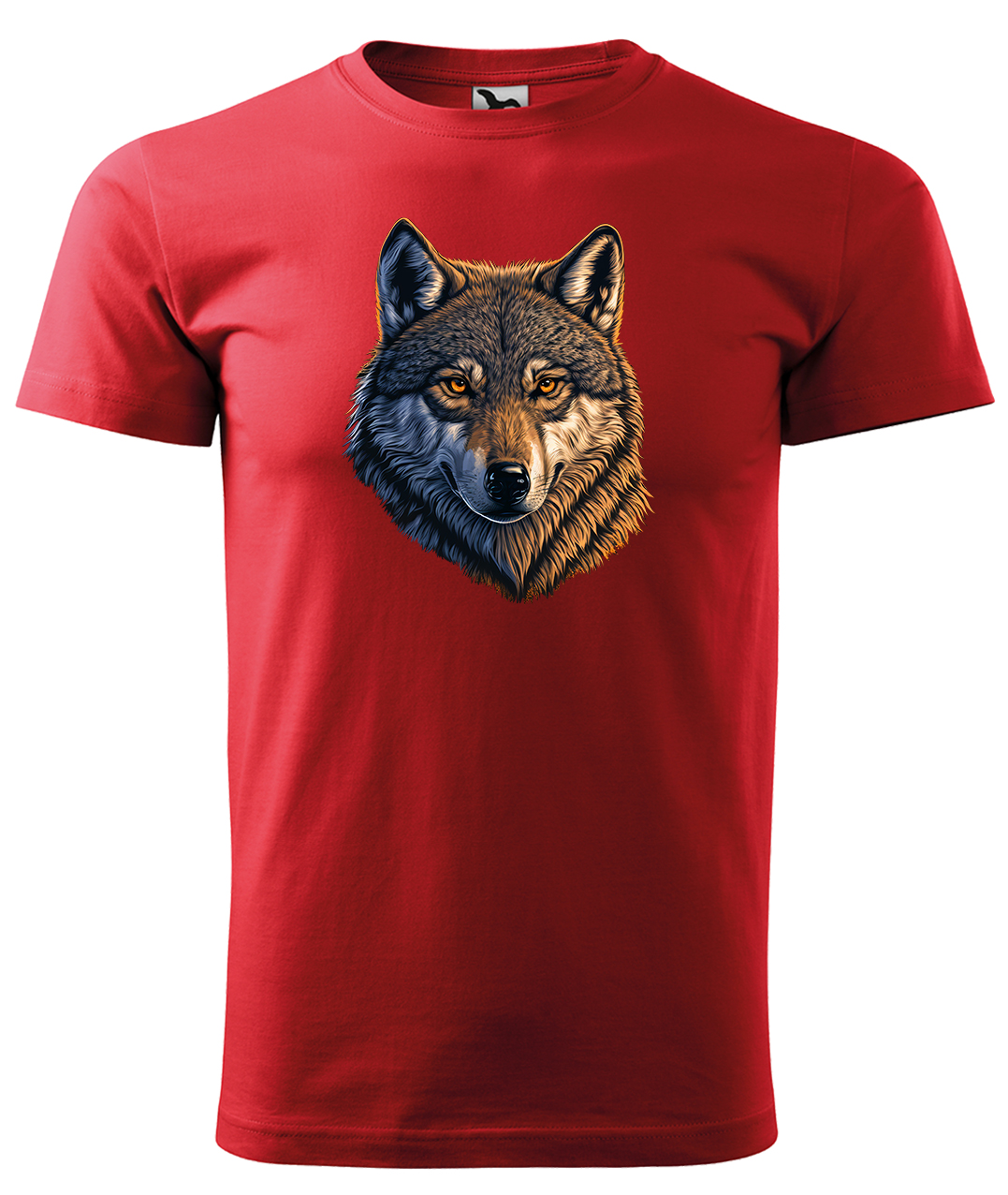 Dětské tričko s vlkem - Hlava vlka Velikost: 12 let / 158 cm, Barva: Červená (07), Délka rukávu: Krátký rukáv