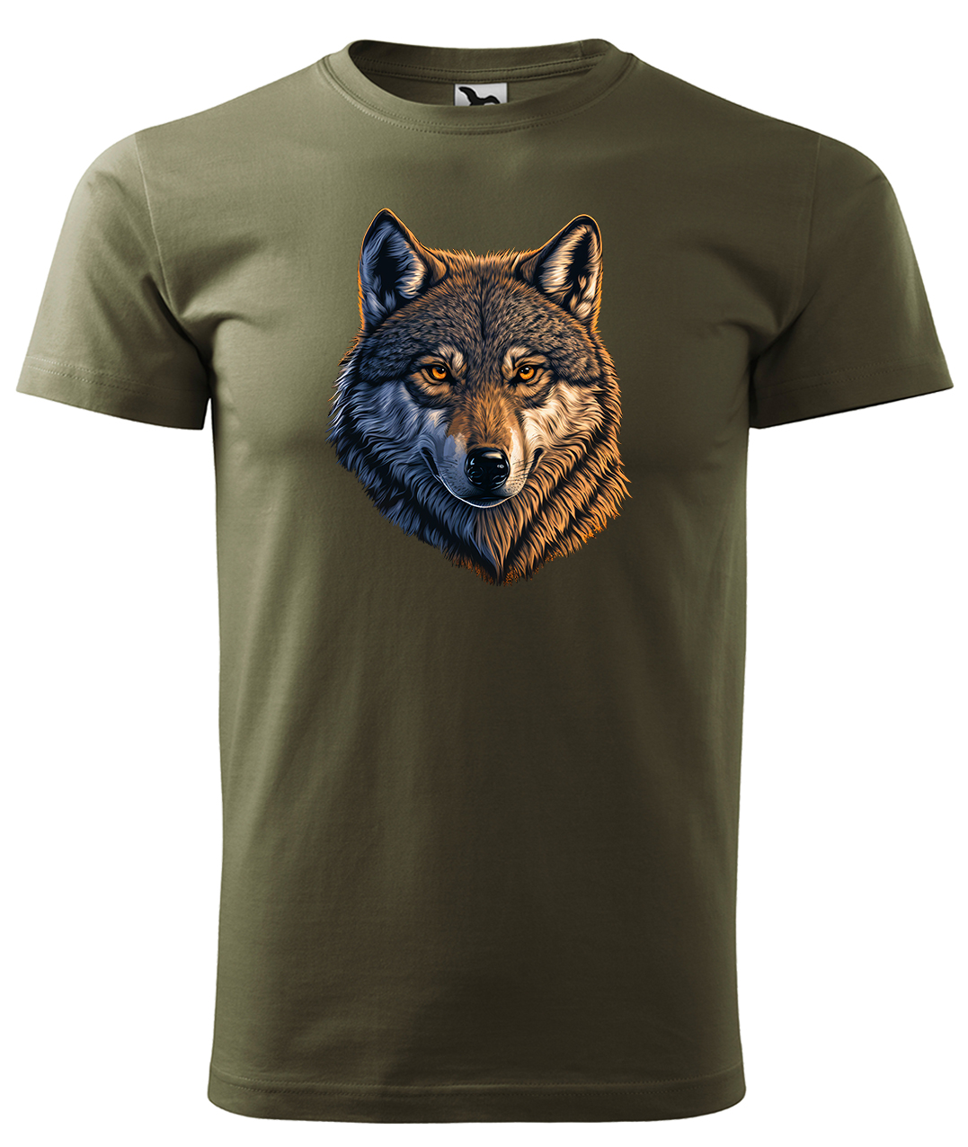 Dětské tričko s vlkem - Hlava vlka Velikost: 6 let / 122 cm, Barva: Military (69), Délka rukávu: Krátký rukáv