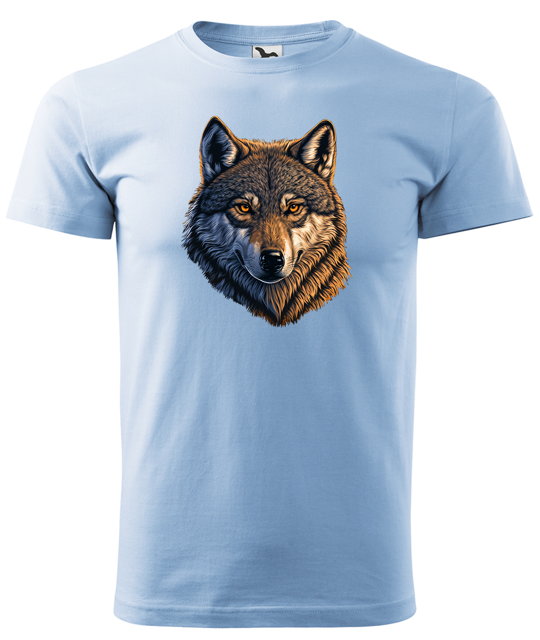 Dětské tričko s vlkem - Hlava vlka Velikost: 4 roky / 110 cm, Barva: Nebesky modrá (15), Délka rukávu: Krátký rukáv