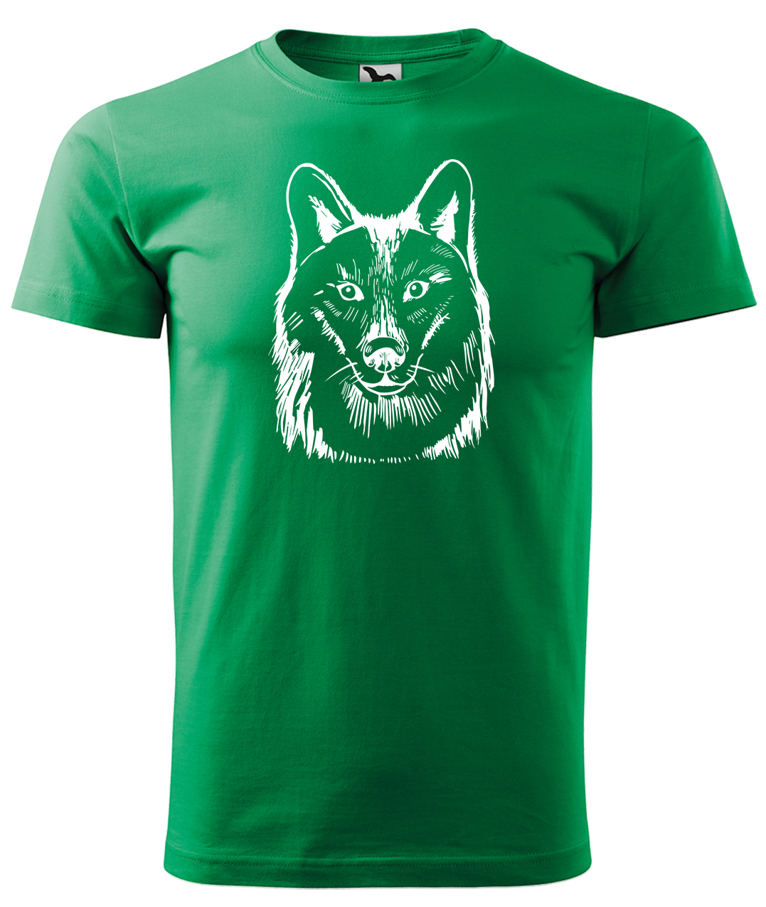 Dětské tričko s vlkem - Kresba vlka Velikost: 10 let / 146 cm, Barva: Středně zelená (16), Délka rukávu: Krátký rukáv