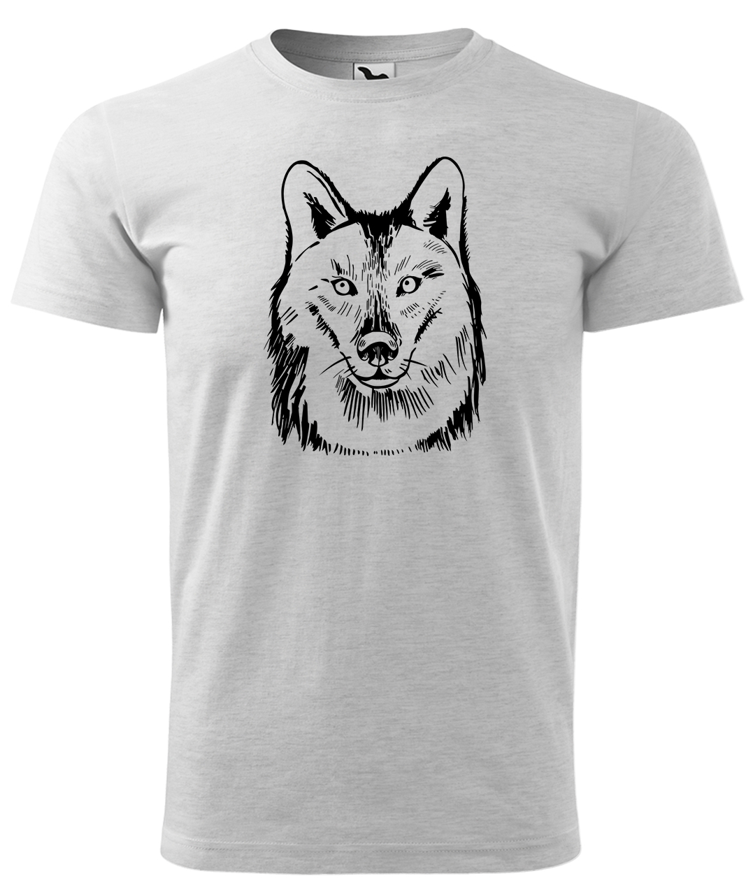 Dětské tričko s vlkem - Kresba vlka Velikost: 10 let / 146 cm, Barva: Světle šedý melír (03), Délka rukávu: Krátký rukáv