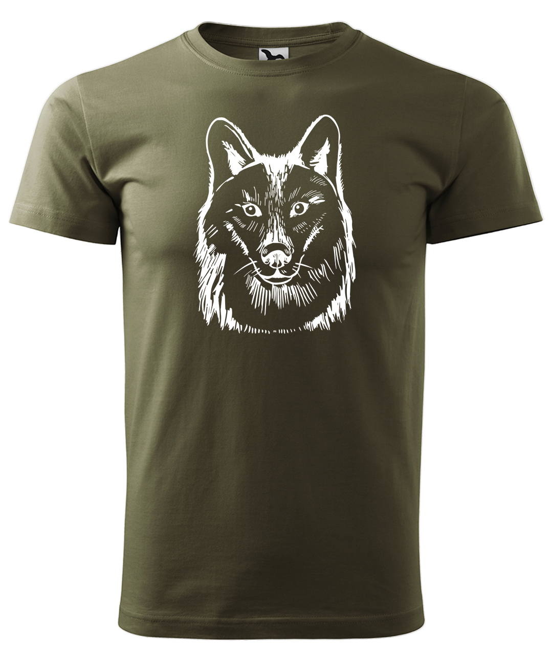Dětské tričko s vlkem - Kresba vlka Velikost: 8 let / 134 cm, Barva: Military (69), Délka rukávu: Krátký rukáv