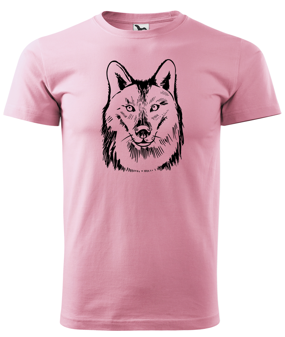 Dětské tričko s vlkem - Kresba vlka Velikost: 8 let / 134 cm, Barva: Růžová (30), Délka rukávu: Krátký rukáv