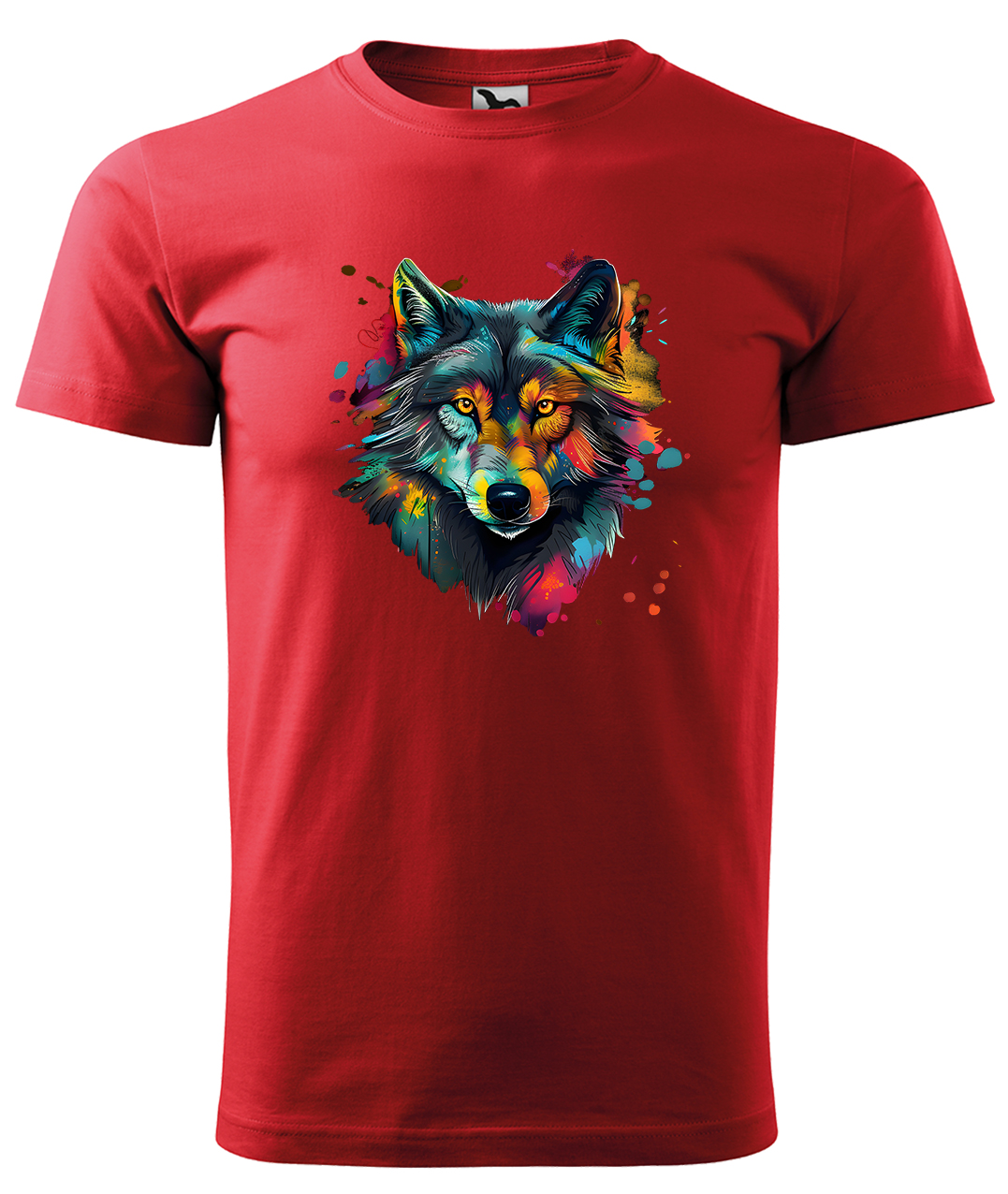 Dětské tričko s vlkem - Malovaný vlk Velikost: 6 let / 122 cm, Barva: Červená (07), Délka rukávu: Krátký rukáv