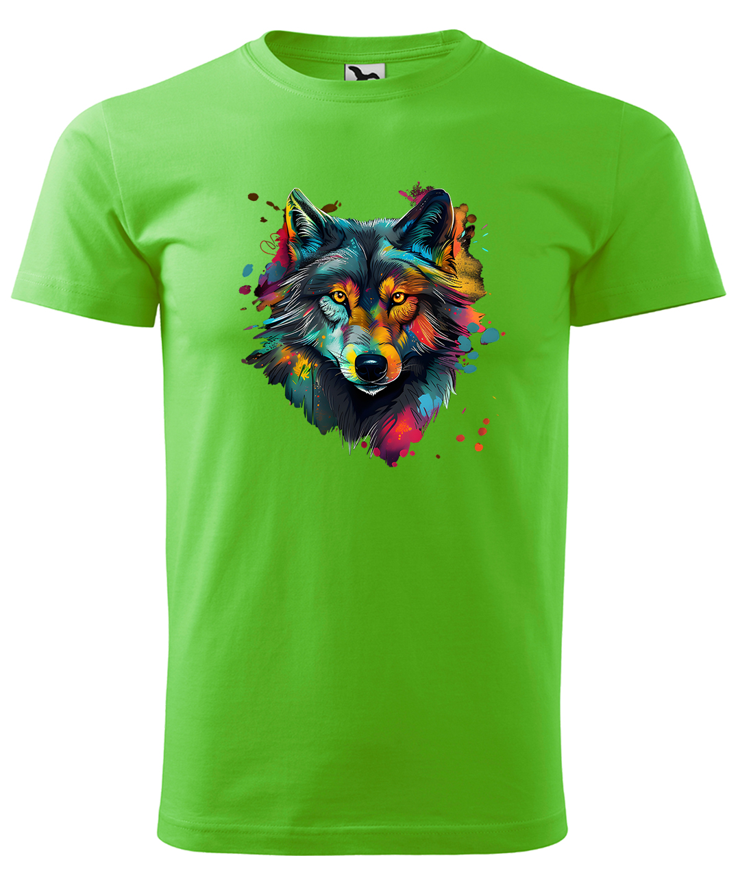 Dětské tričko s vlkem - Malovaný vlk Velikost: 12 let / 158 cm, Barva: Apple Green (92), Délka rukávu: Krátký rukáv