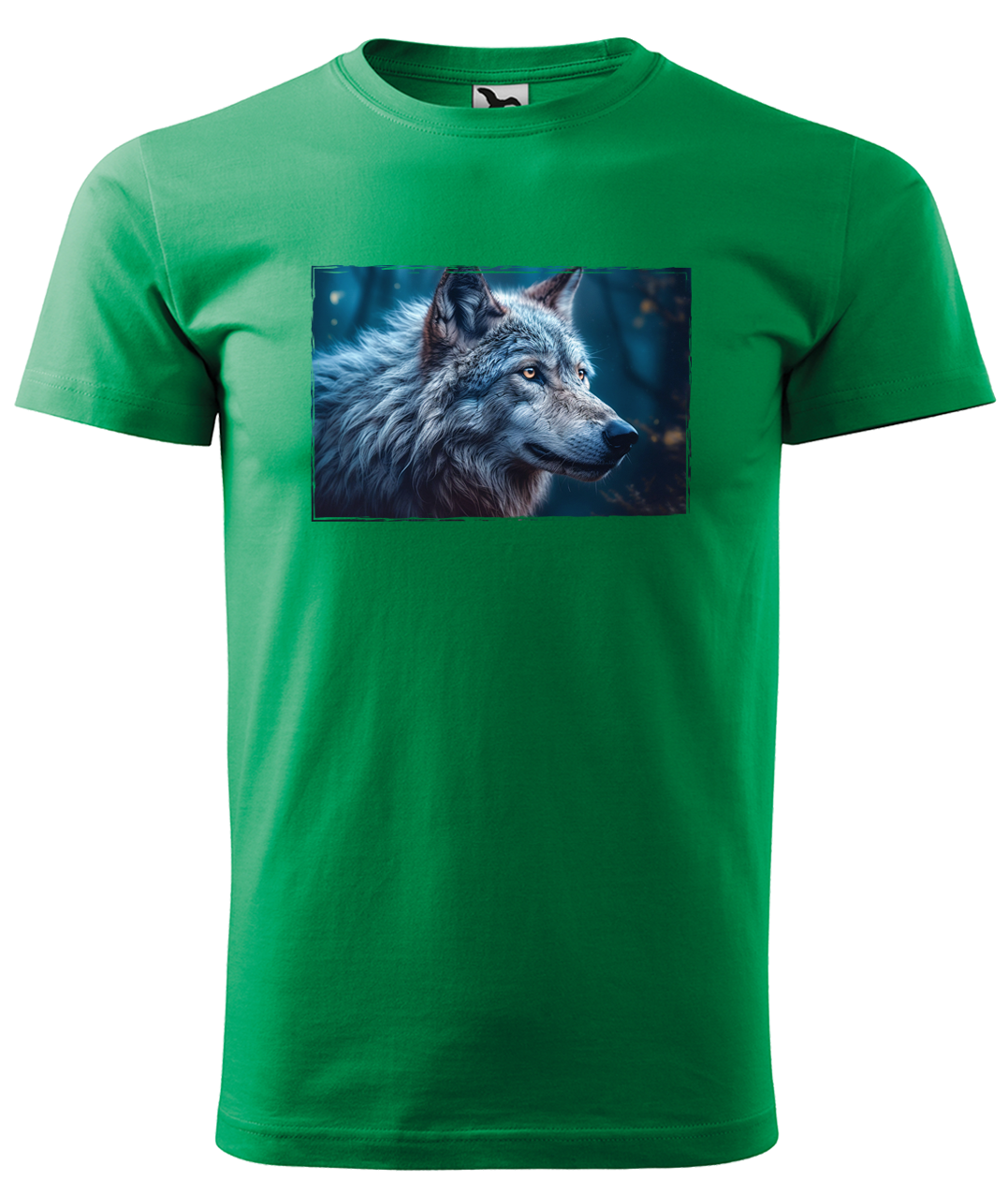 Dětské tričko s vlkem - Modrý vlk Velikost: 4 roky / 110 cm, Barva: Středně zelená (16)