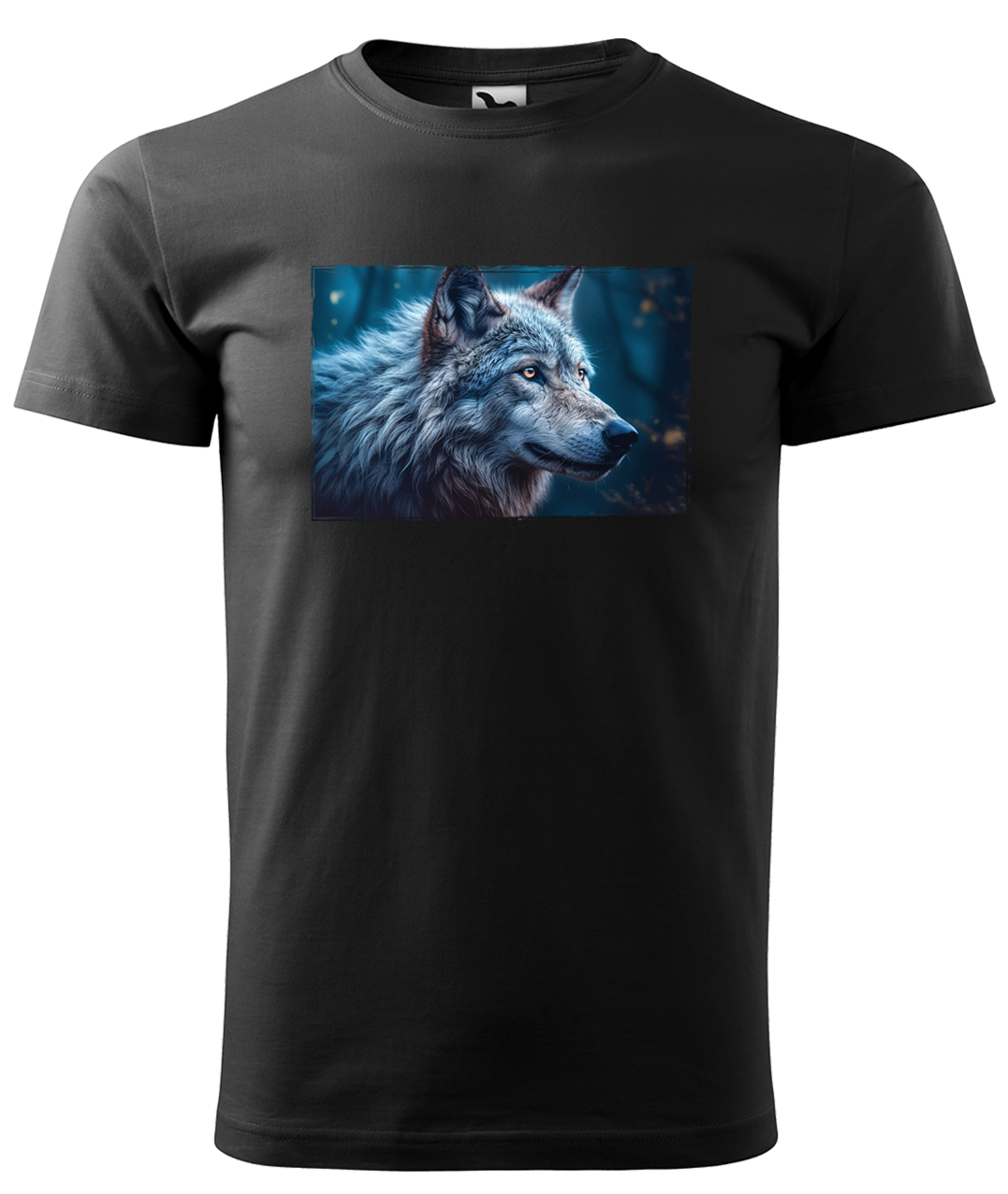 Dětské tričko s vlkem - Modrý vlk Velikost: 4 roky / 110 cm, Barva: Černá (01)